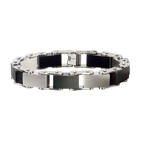Black & Silver Titanium Link Bracelet - Click Image to Close